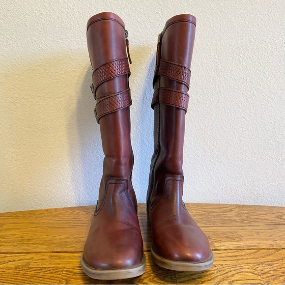 Roan Date Burgundy Napa Leather Riding Boots Size 9 - Picture 5 of 11